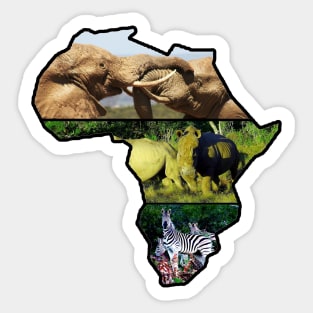 African Wildlife Continent Collage Sticker